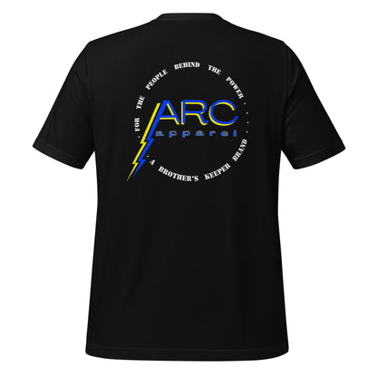 Black arc apparel lineman and electrician shirt. ARC Apparel logo on back. 